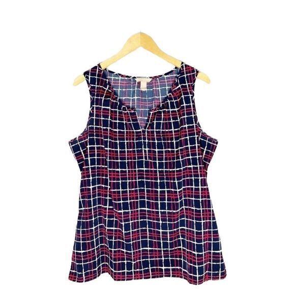 Banana Republic Factory Tops - Banana Republic Factory Plaid Tank Top - Red, Blue, White